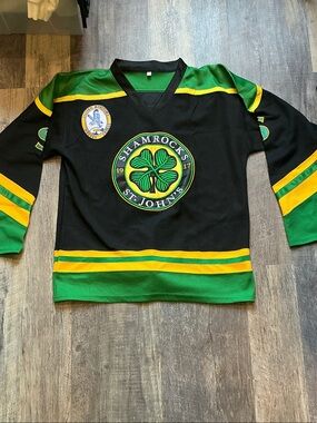 Shamrocks St. John's Black & Green Hockey Jersey Size Medium